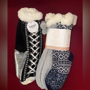 Natural Reflections Black and Blue Patterned Socks Three Pairs